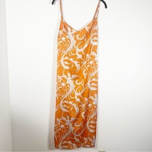 Milkwhite x Revolve Orange Baroque Y2K Spaghetti Stap Dress Size Small